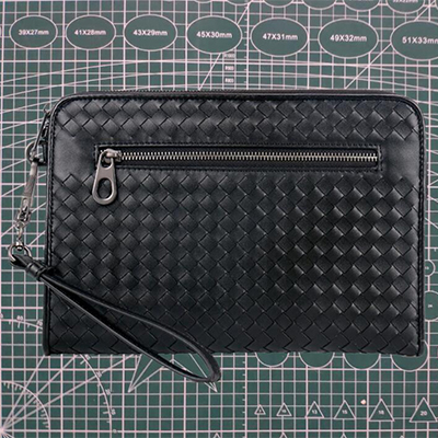 VbusiL14 Leather Woven Strap Handbag Wallet For Men