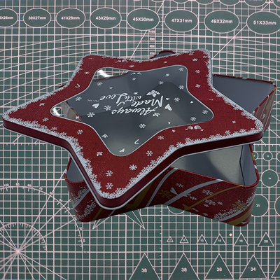 VbusiC8 Christmas Tinplate Star Box With Window